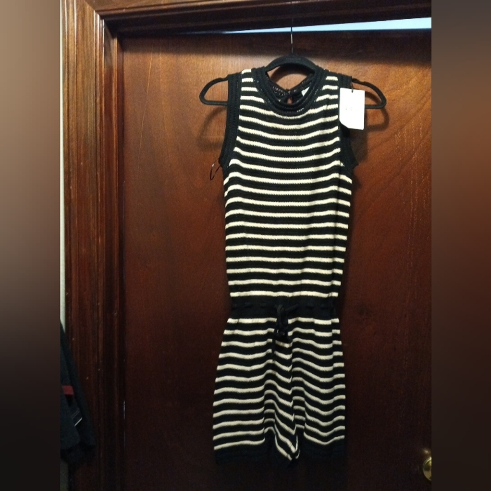 Klesis Cotton Knit Romper Small Woven Drawstring Waist NWT